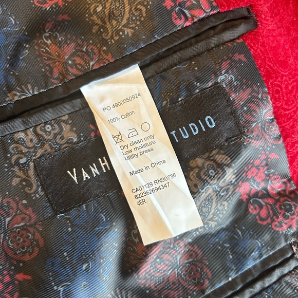 Van Heusen Studio Red Paisley Blazer 46R 100% Cotton - Picture 11 of 12